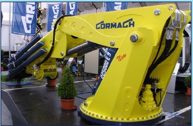 Yellow Cormach pedestal marine crane
